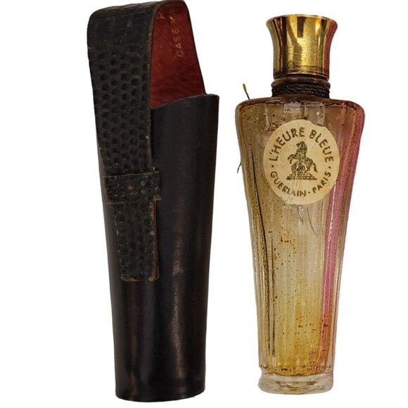 Guerlain Paris L’ Heure Bleue Flacon de Sac Parfum Bottle And Leather Case K439 - Picture 9 of 9
